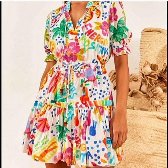 Farm Rio Good Vibes Minidress - Picture 2 of 6